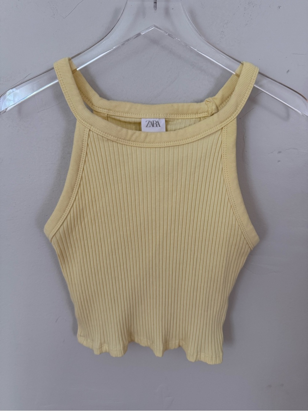 ZARA Kids Girls 11-12 Butter Yellow Ribbed Crop Tank Top 152